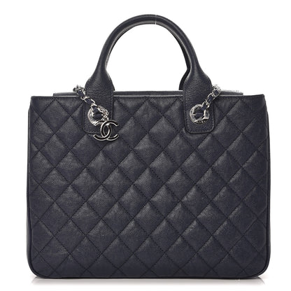 Chanel Caviar Quilted Urban Companion Top Handle Shopping Tote Blue 1 of 9