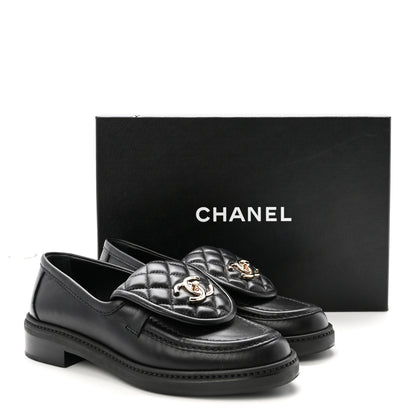 Chanel Lambskin Quilted CC Turnlock Loafers 36.5 Black 10 of 10