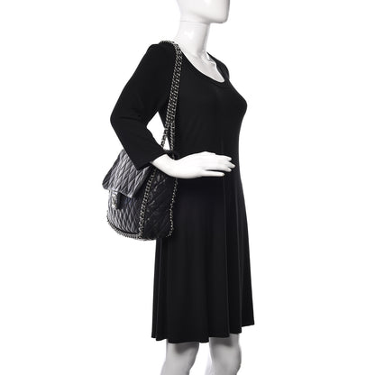 Chanel Washed Lambskin Quilted Maxi Chain Around Flap Black 2 of 14