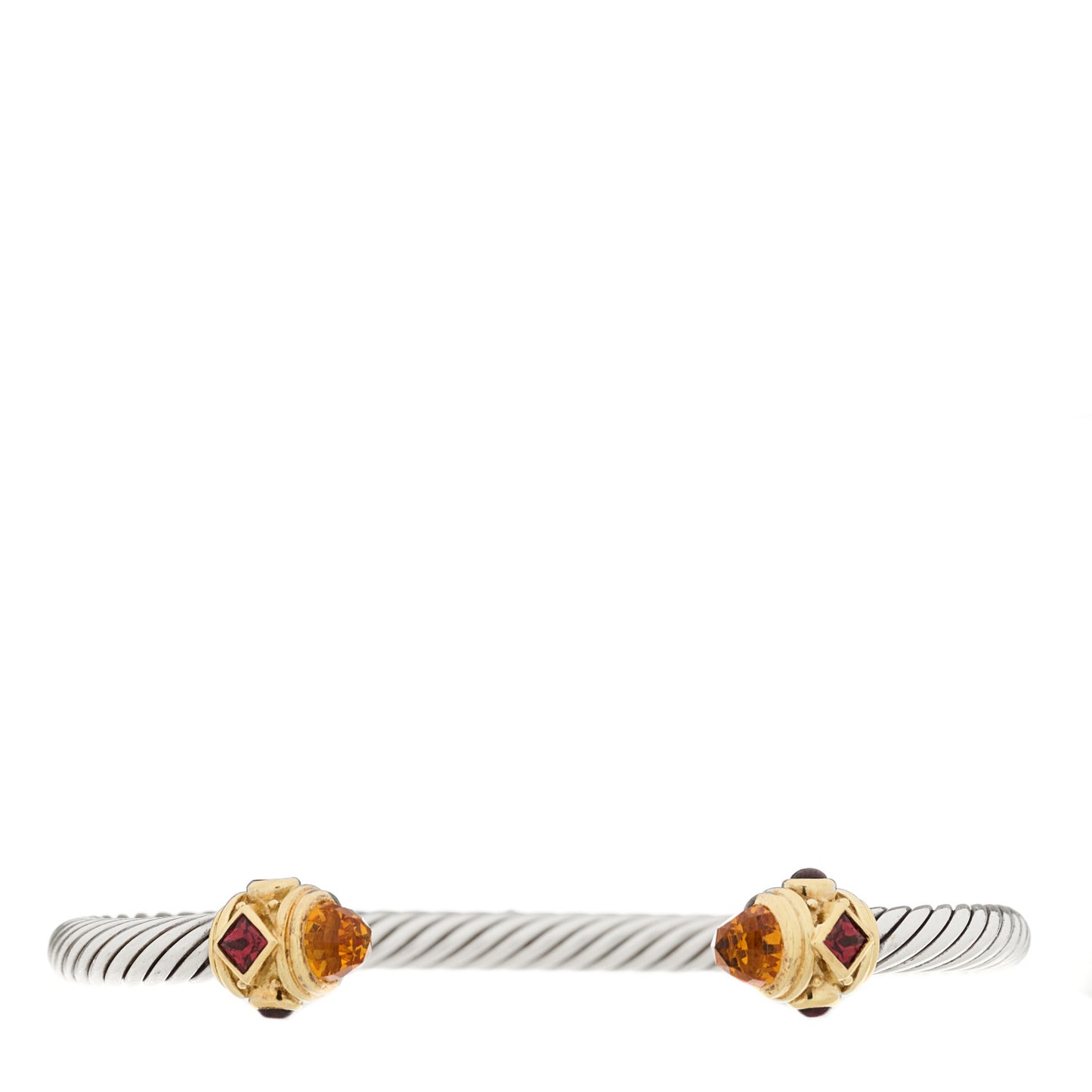 Sterling Silver 14K Yellow Gold 5mm Citrine Garnet Cable Renaissance Bracelet