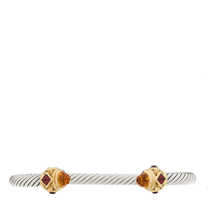 David Yurman Sterling Silver 14K Yellow Gold 5mm Citrine Garnet Cable Renaissance Bracelet 1 of 3