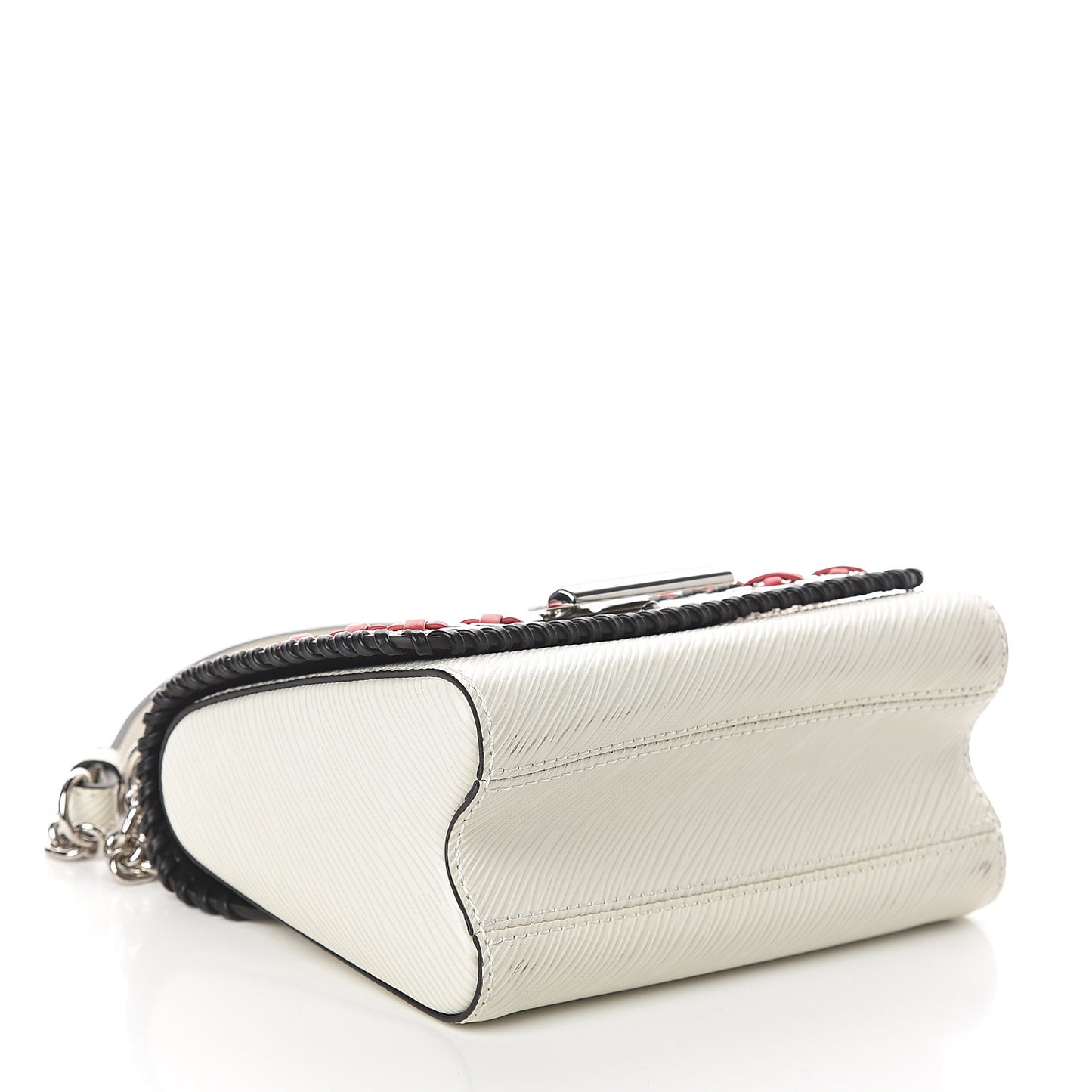 Epi Embroidered Twist Shoulder Bag PM White