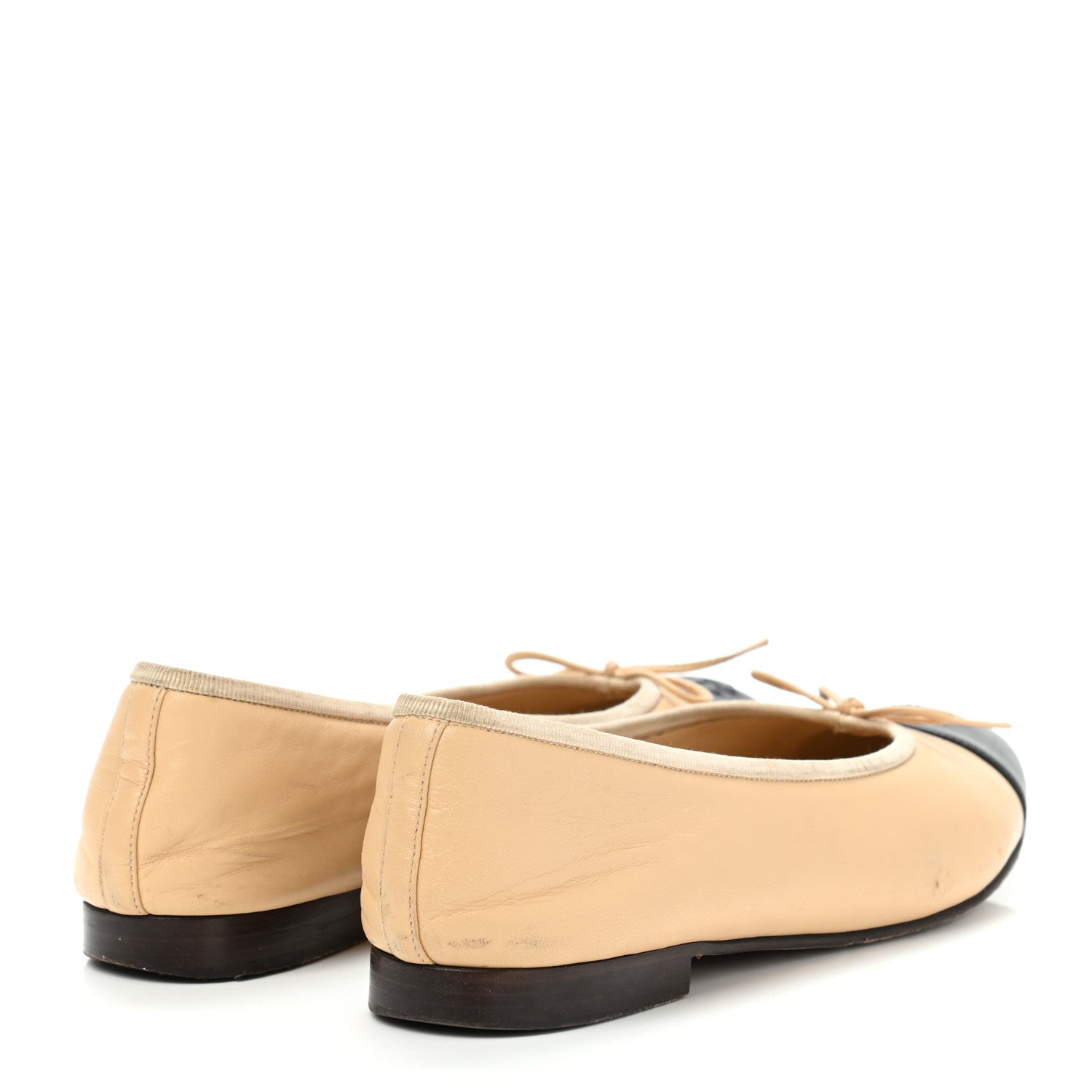 Chanel Lambskin Cap Toe Ballerina Flats 38 Beige Black 4 of 18