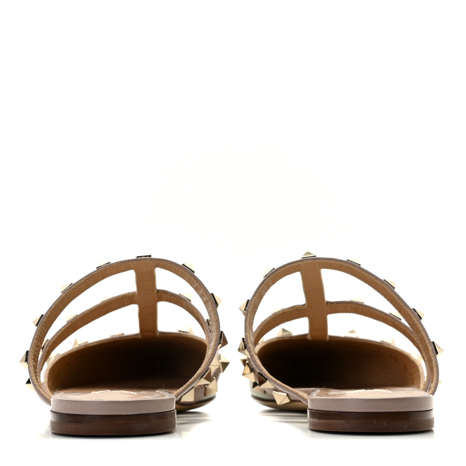 Valentino Garavani Calfskin Rockstud Flat Cage Mules 38 Opal Grey Poudre 4 of 11