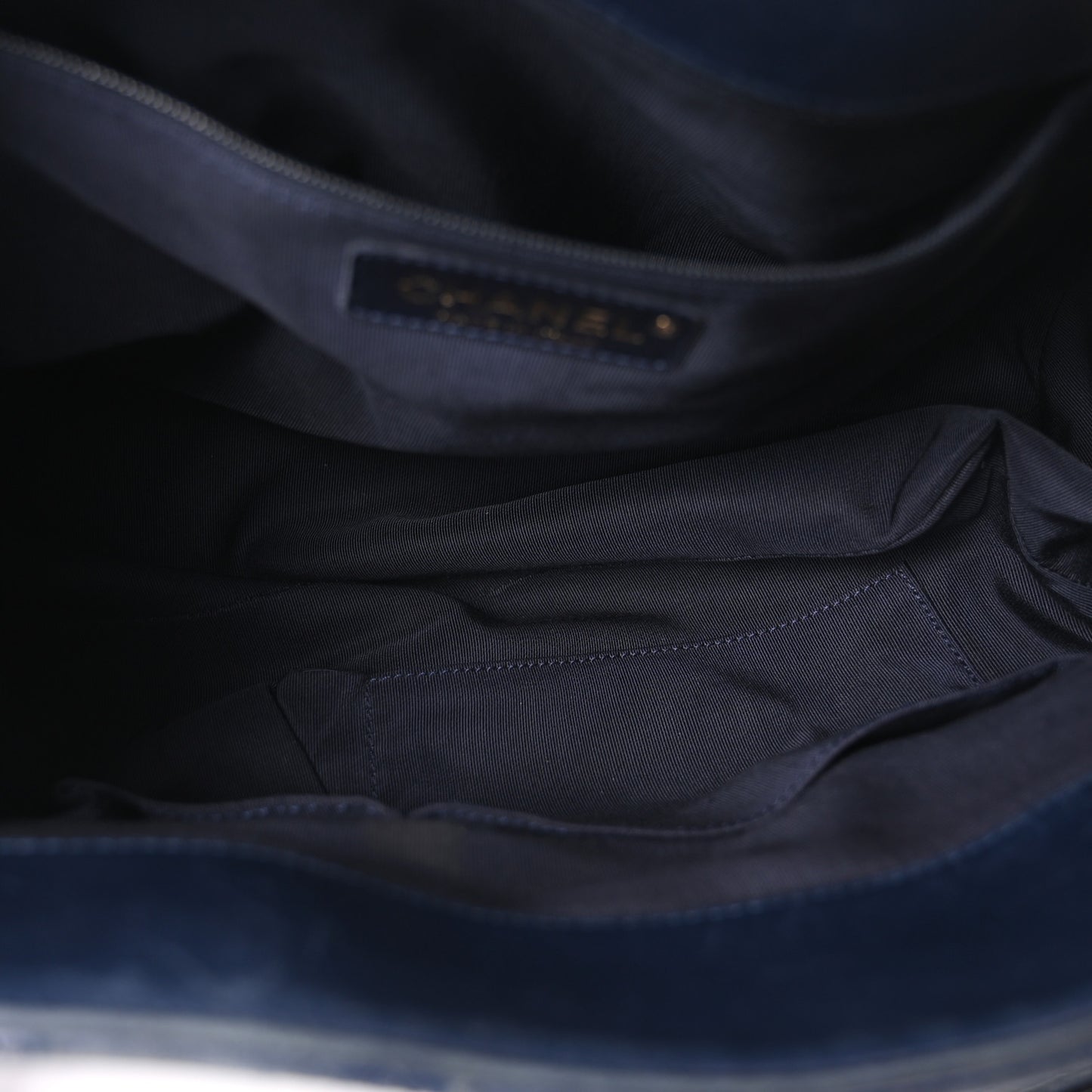 Lambskin Quilted Elegant CC Shopping Tote Navy Black