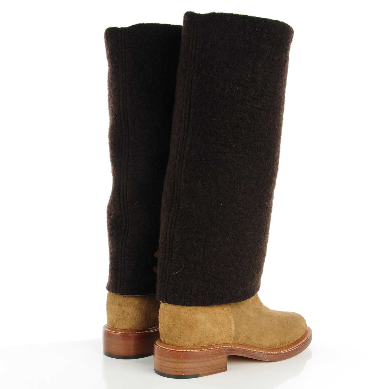 Chanel Suede Calfskin CC High Boots 40 Brown Beige 4 of 8