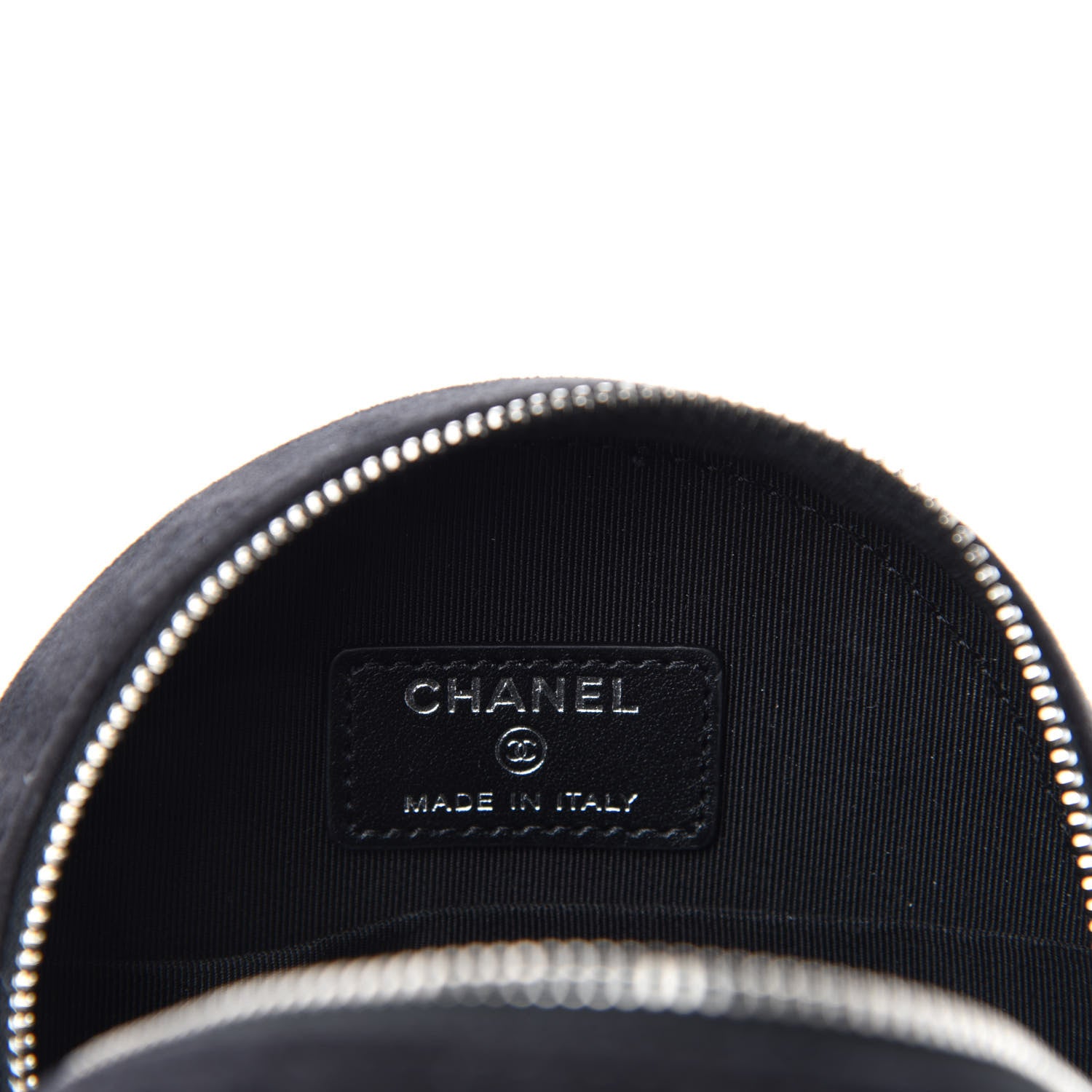 Chanel Suede Quilted Crystal Round Clutch With Logo Chain Black 8 of 11