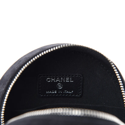 Chanel Suede Quilted Crystal Round Clutch With Logo Chain Black 8 of 11