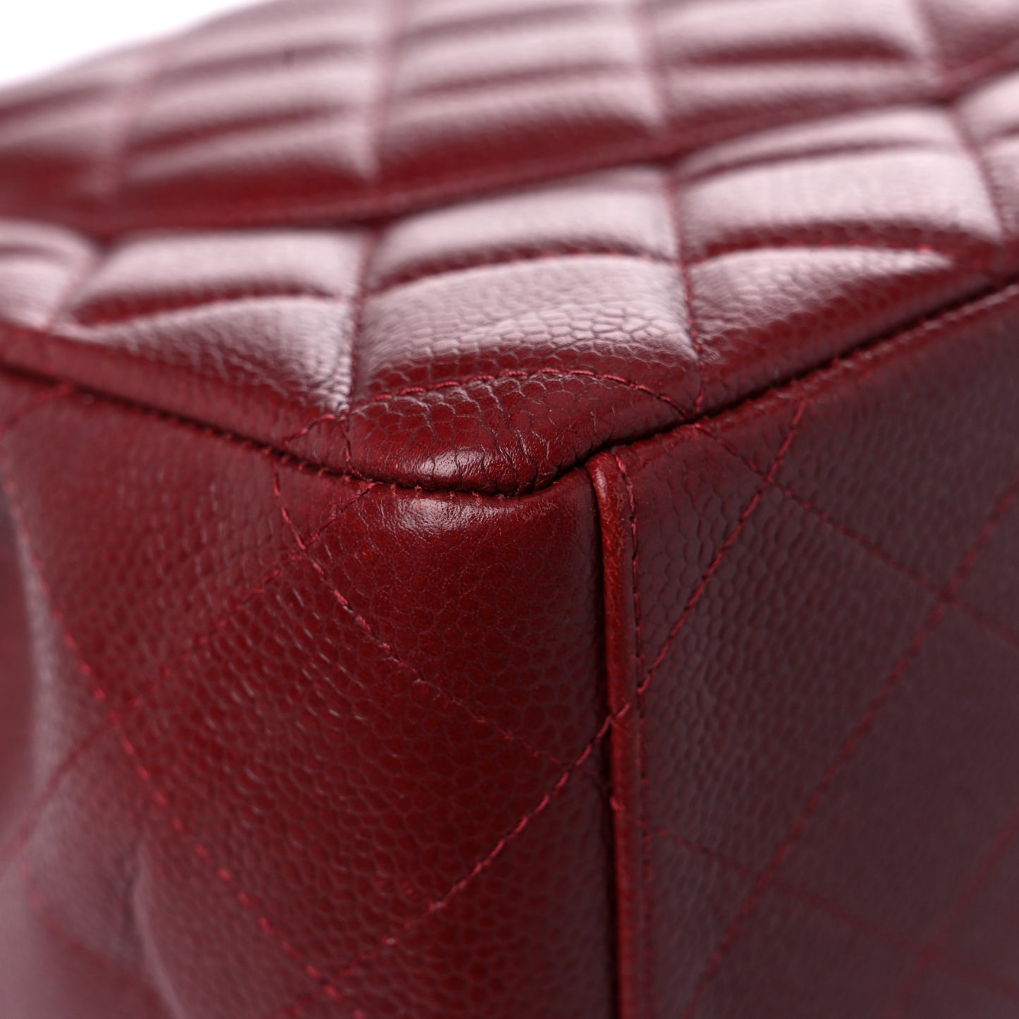 Caviar Quilted Maxi Double Flap Dark Red