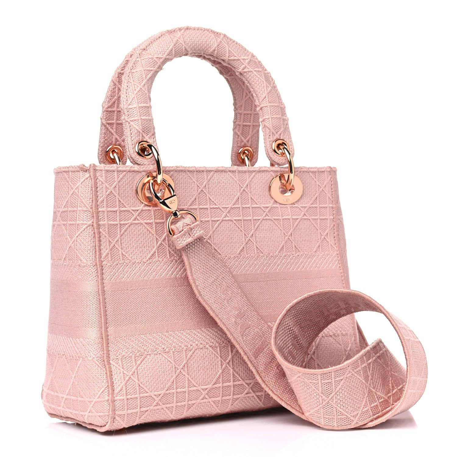 Christian Dior Canvas Embroidered Cannage Medium Lady D-Lite Pink 2 of 6