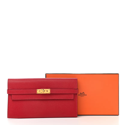 Hermes Epsom Kelly Longue Wallet Rouge Casaque 9 of 9