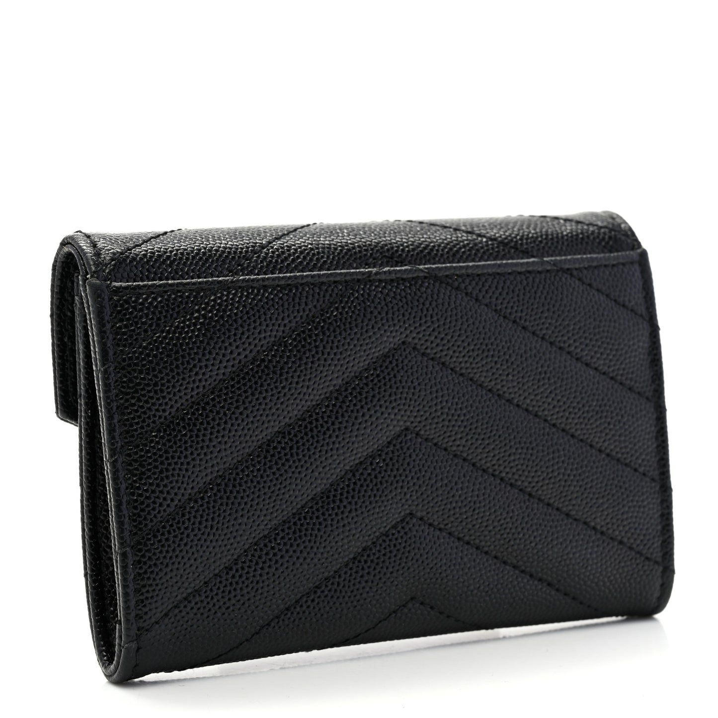 Grain De Poudre Matelasse Chevron Small Monogram Envelope Wallet Black