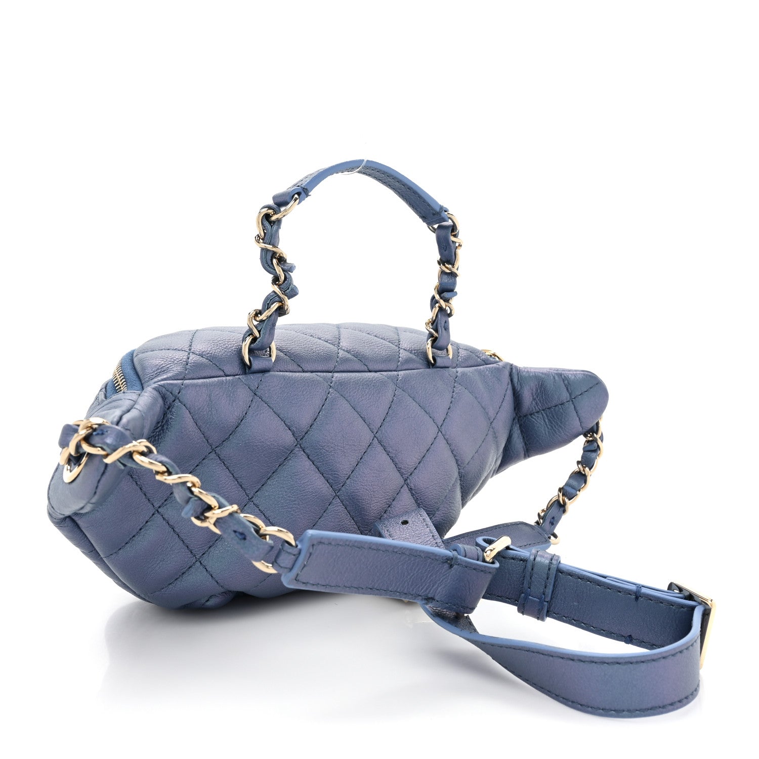 Chanel Iridescent Calfskin Quilted All About Waist Belt Bag Blue 3 of 13