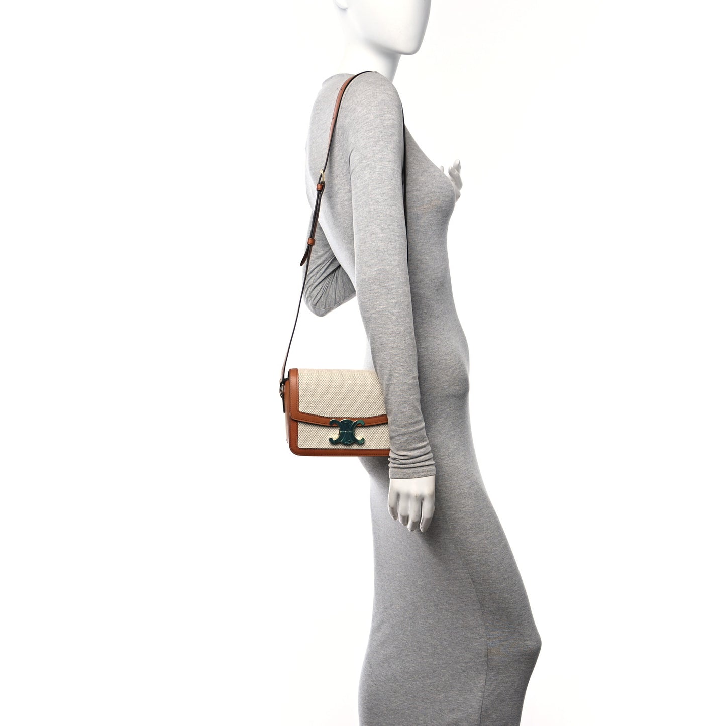 Textile Calfskin Teen Triomphe Bag Natural Tan