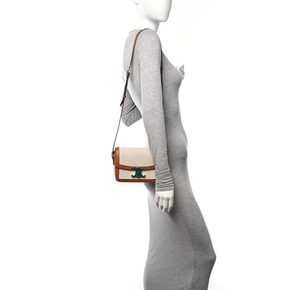 Celine Textile Calfskin Teen Triomphe Bag Natural Tan 2 of 19