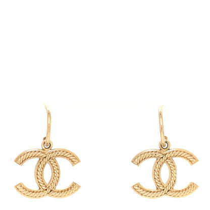Chanel Metal CC Rope Hoop Drop Earring Gold 1 of 4