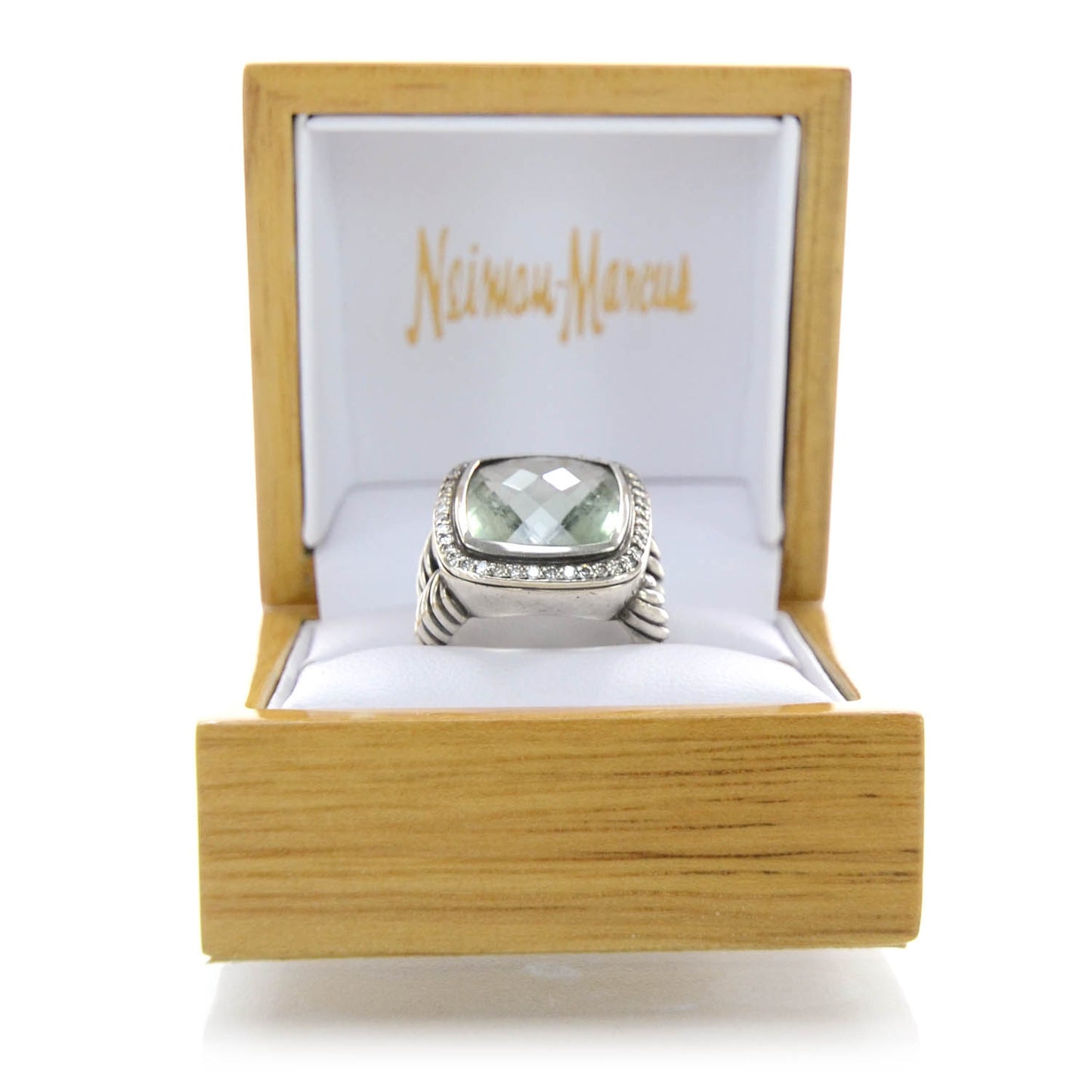 Sterling Silver Diamond Prasiolite 14mm Albion Ring 54 7