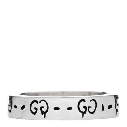 Gucci Sterling Silver 4mm GucciGhost Hamlet Skull Narrow Ring 49 4.75 3 of 7