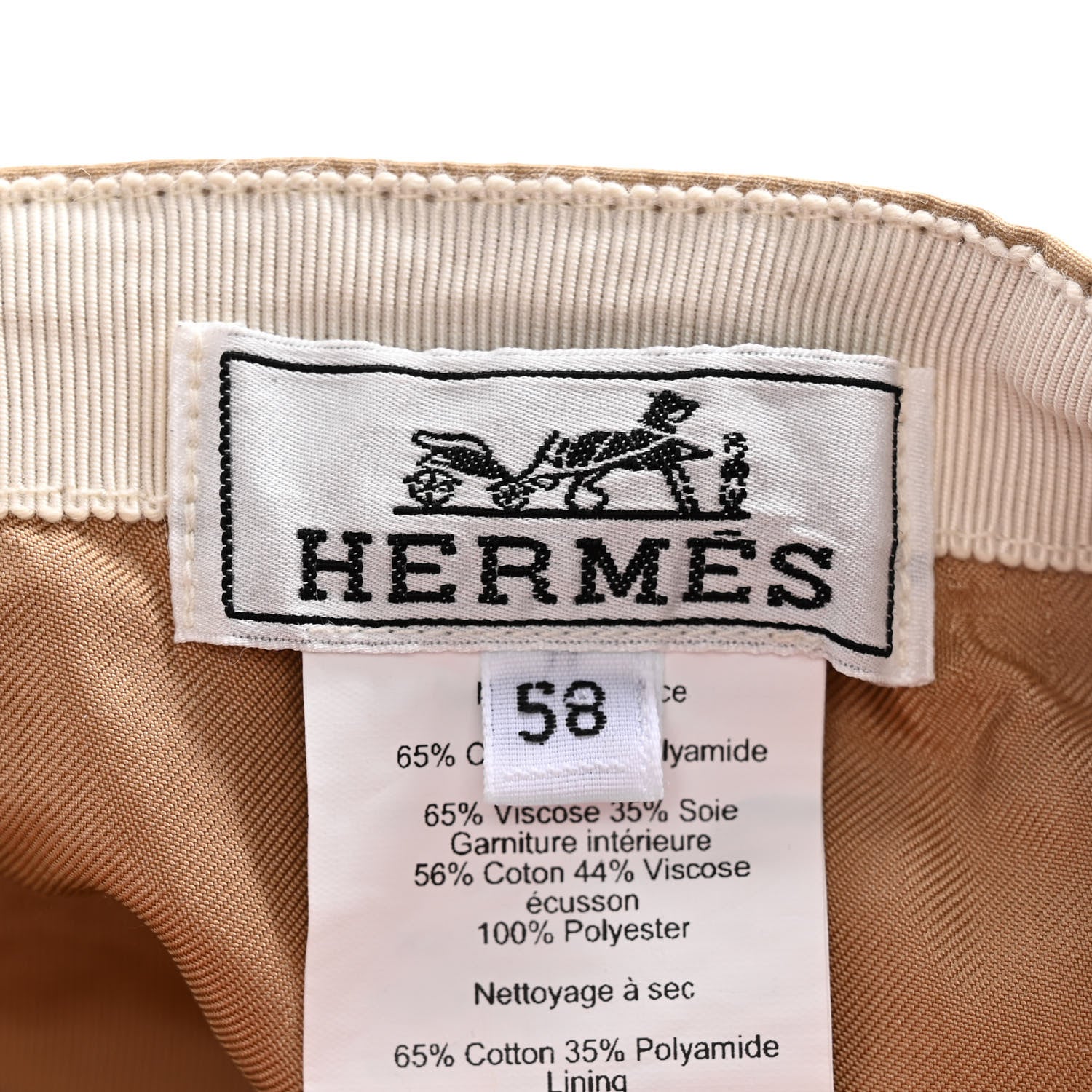 Hermes Cotton Blend Eperon D'or Sellier Cap 56 Creme 8 of 11