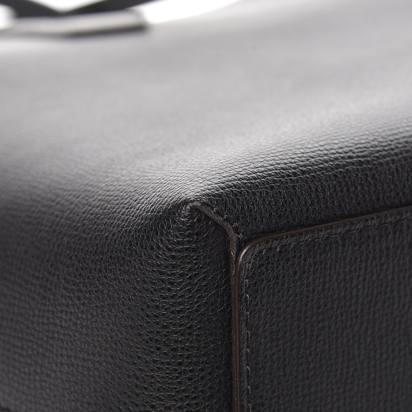 Grainy Calfskin Haymarket Check Medium Reversible Tote Black