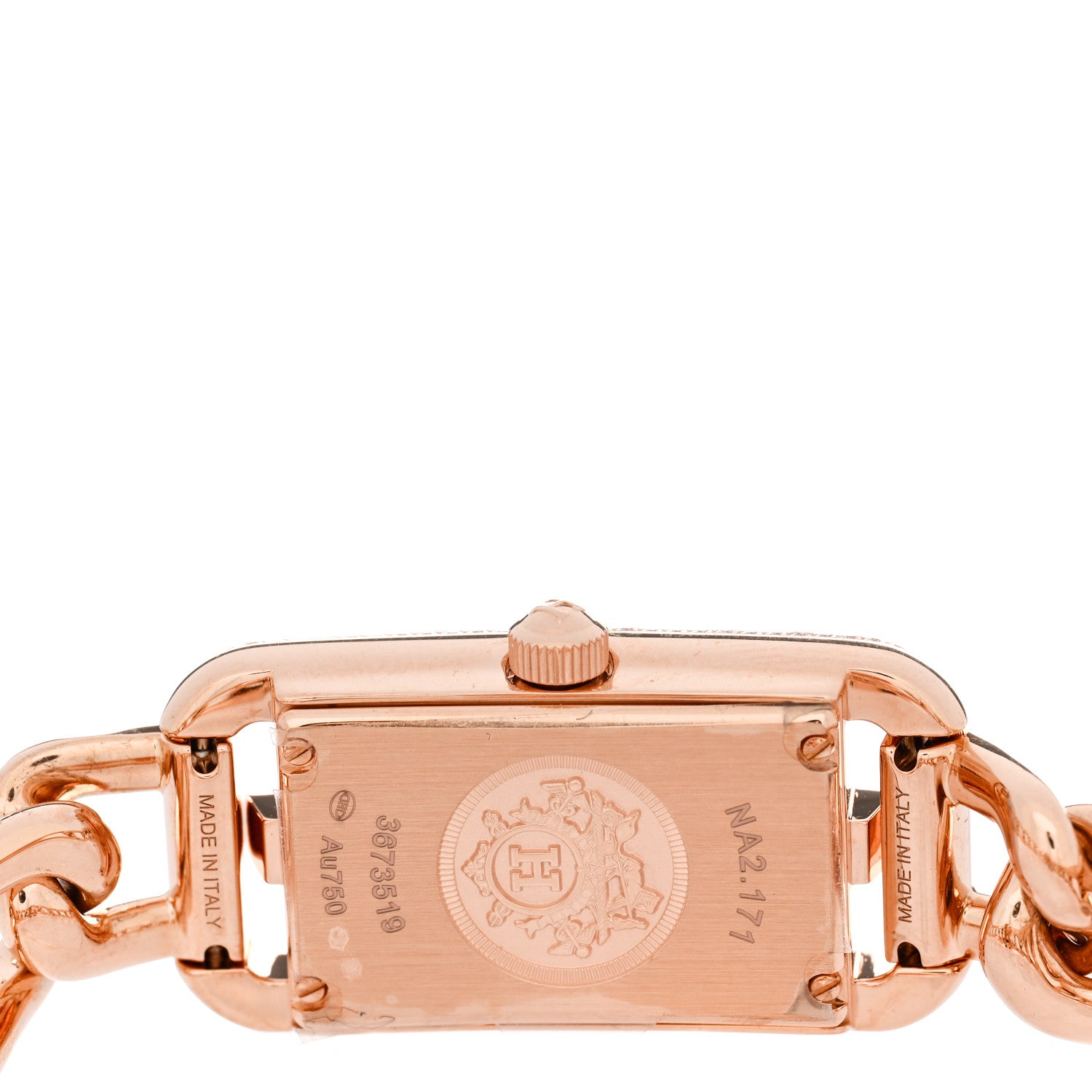 Hermes 18K Rose Gold Diamond Mother of Pearl 17mm Nantucket Quartz Watch 4 of 5
