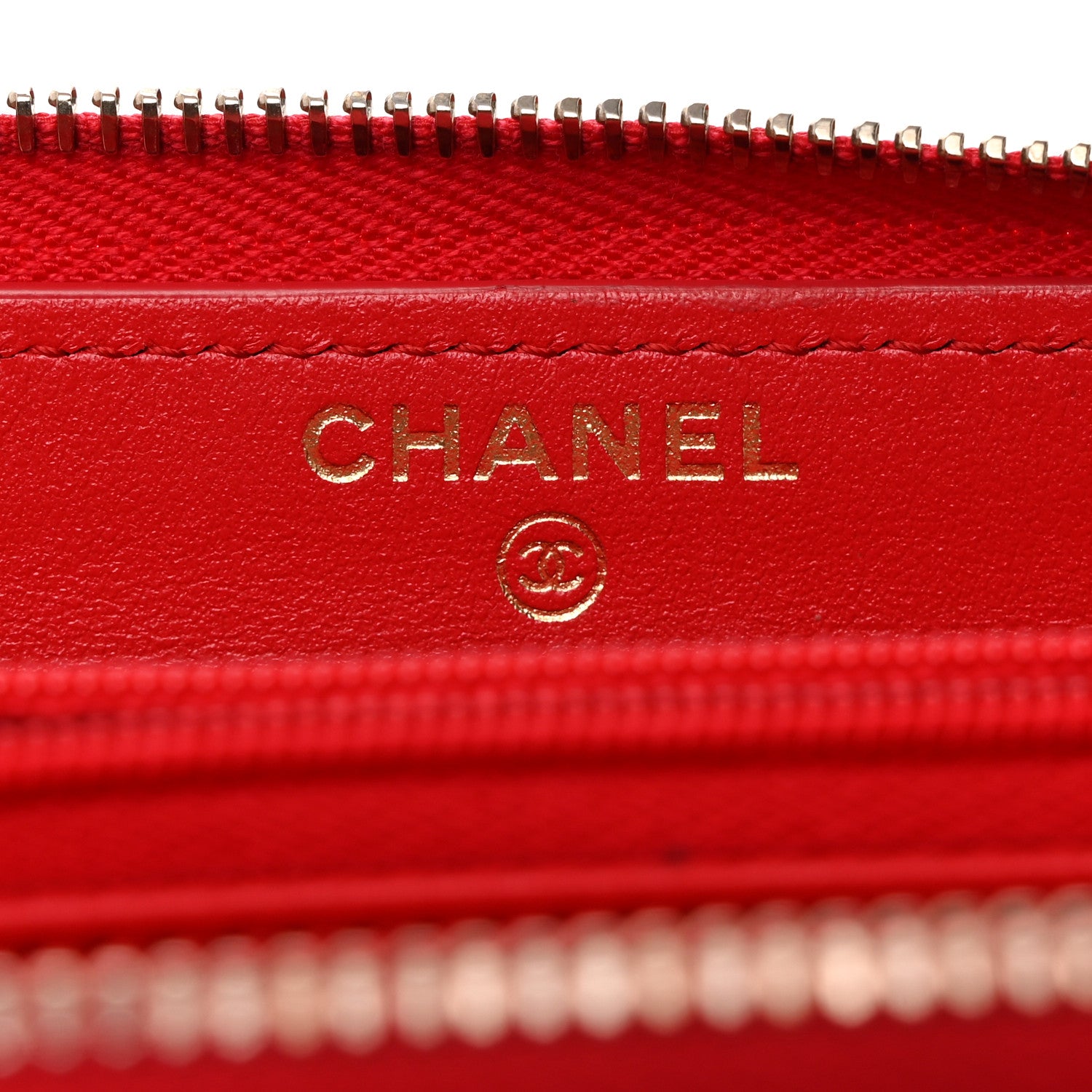 Chanel Lambskin Quilted Gusset Zip Around Wallet Red 6 of 9