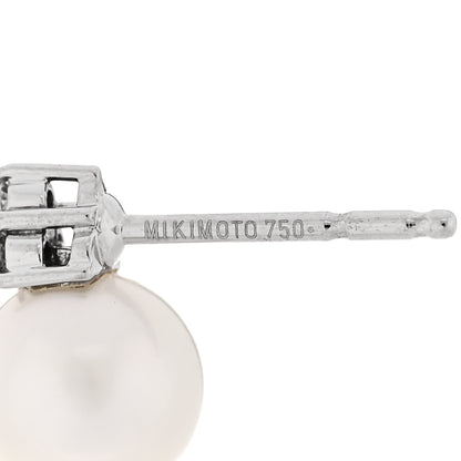 Mikimoto 18K White Gold Diamond Akoya Cultured Pearl 7mm Earrings 4 of 4