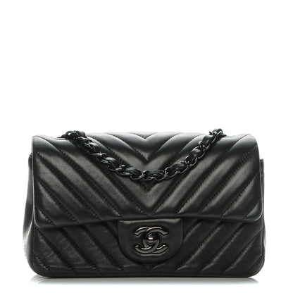 Chanel Lambskin Chevron Quilted Mini Rectangular Flap So Black 1 of 7