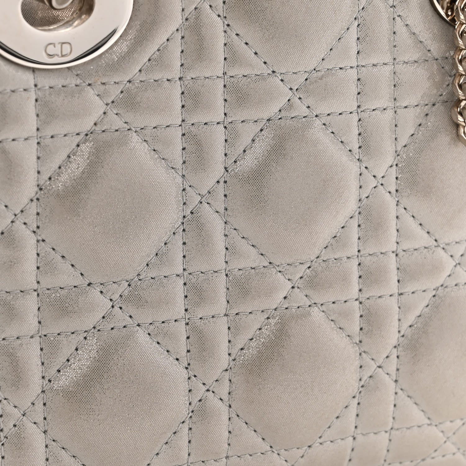 Christian Dior Metallic Lambskin Cannage Mini Lady Dior Silver 11 of 13