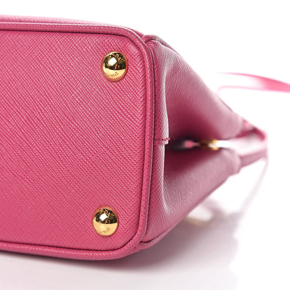 Prada Saffiano Lux Micro Galleria Double Zip Tote Fuxia 10 of 10