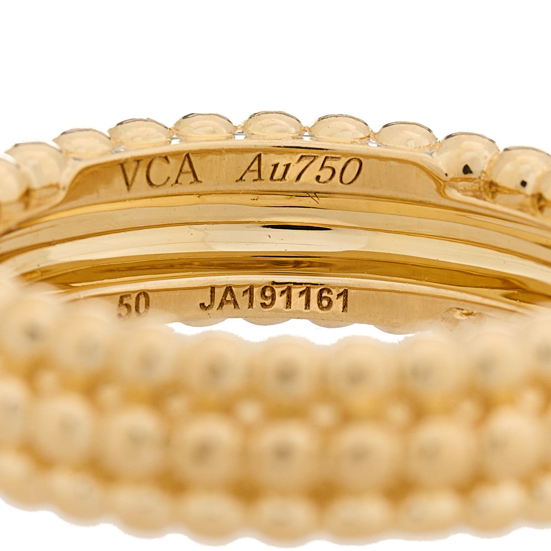 18K Yellow Gold Perlee Pearls of Gold 3 Row Ring 50 5.25