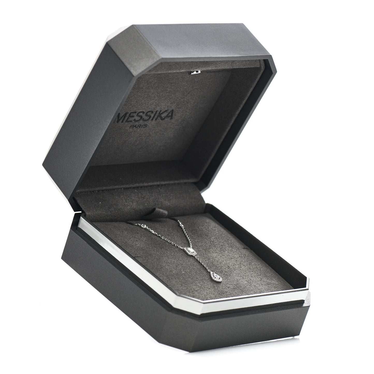 18K White Gold Diamond My Twin Tie Necklace