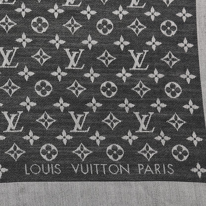 Louis Vuitton Wool Silk Monogram Denim Shawl Black 4 of 4