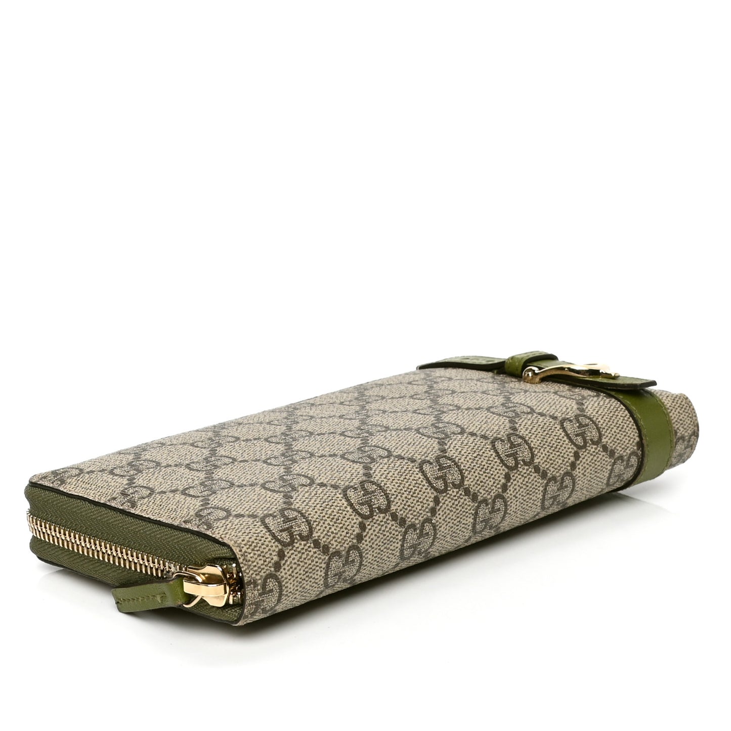 GG Supreme Monogram Nice Zip Around Wallet Green