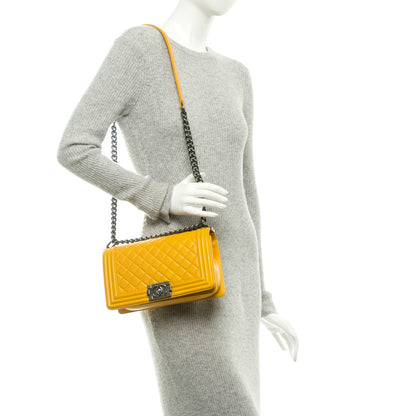 Chanel Lambskin Quilted Medium Boy Flap Yellow 2 of 9