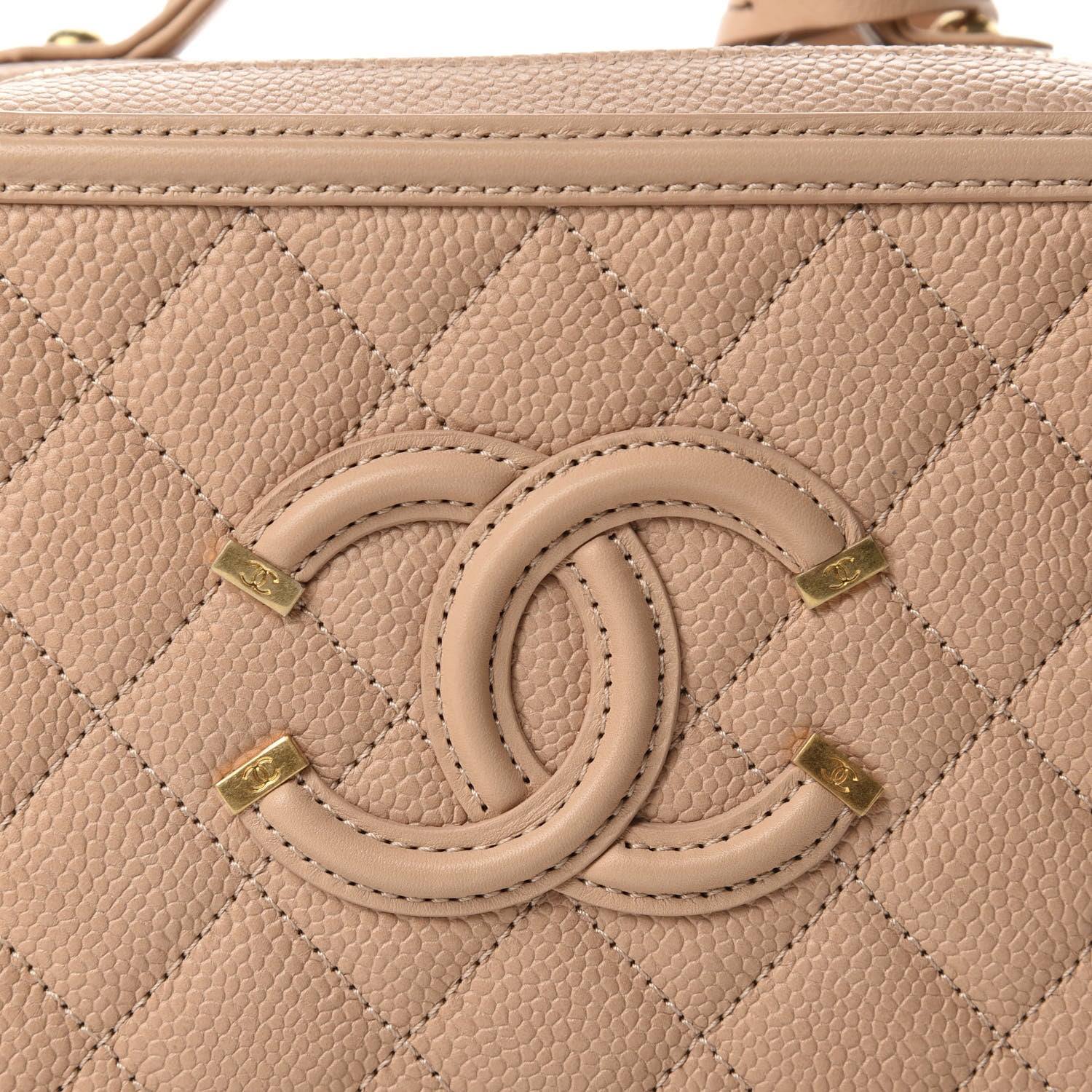 Chanel Caviar Quilted Small CC Filigree Vanity Case Beige 10 of 10