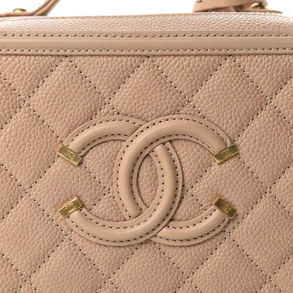 Chanel Caviar Quilted Small CC Filigree Vanity Case Beige 10 of 10