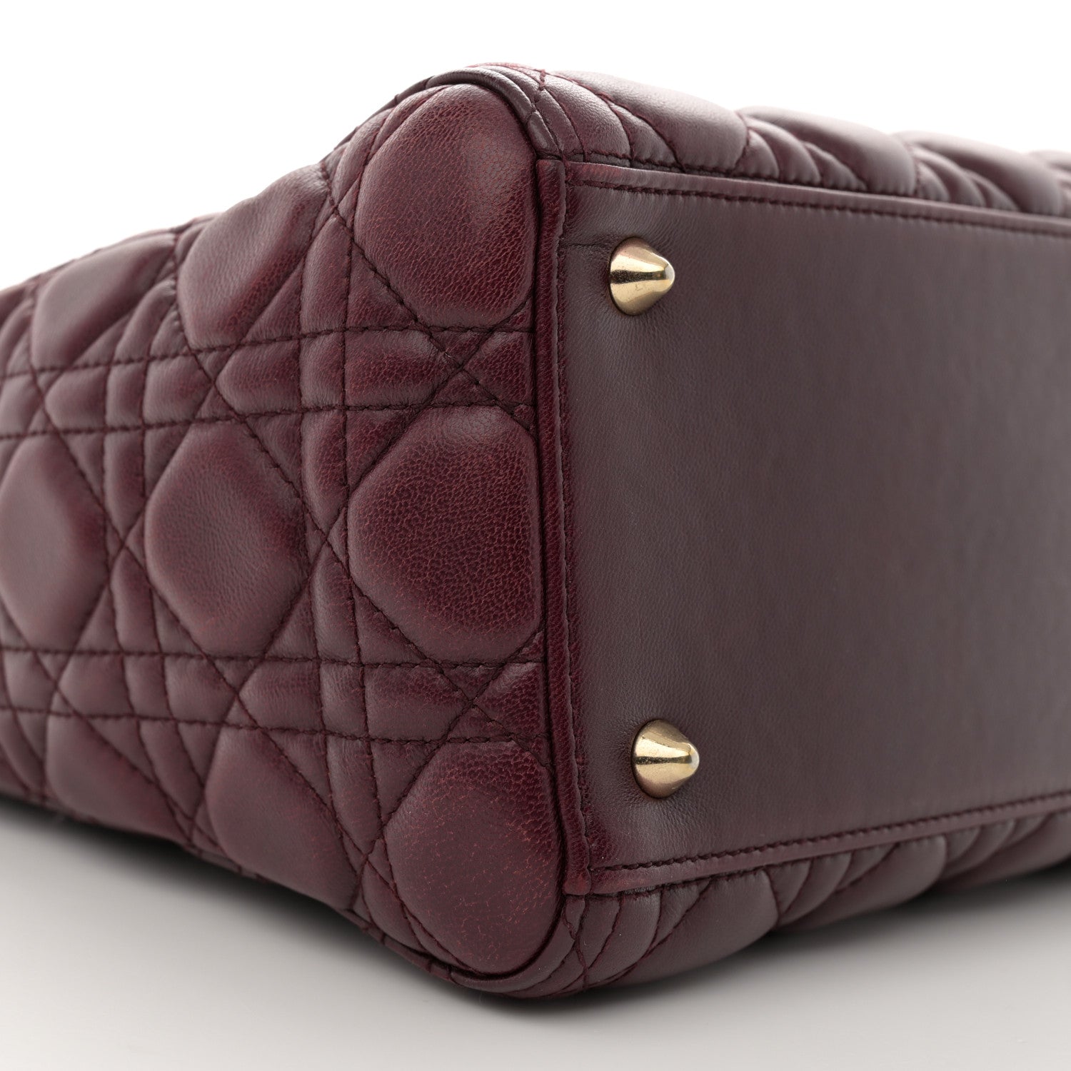 Christian Dior Lambskin Cannage Medium Lady Dior Burgundy 9 of 12