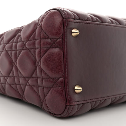 Christian Dior Lambskin Cannage Medium Lady Dior Burgundy 9 of 12