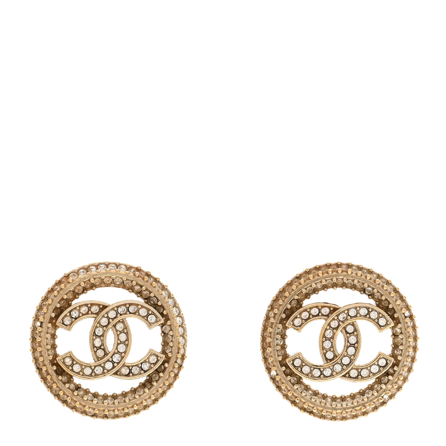 Crystal CC Vendome Round Earrings Gold