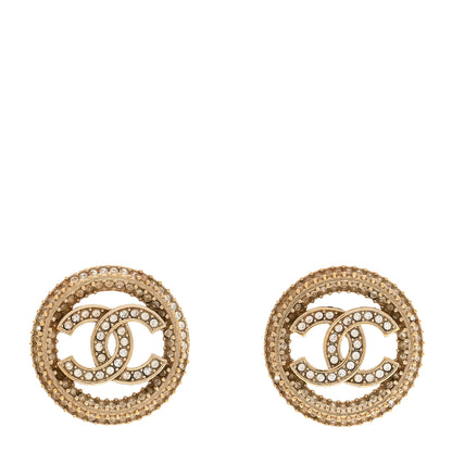 Chanel Crystal CC Vendome Round Earrings Gold 1 of 5