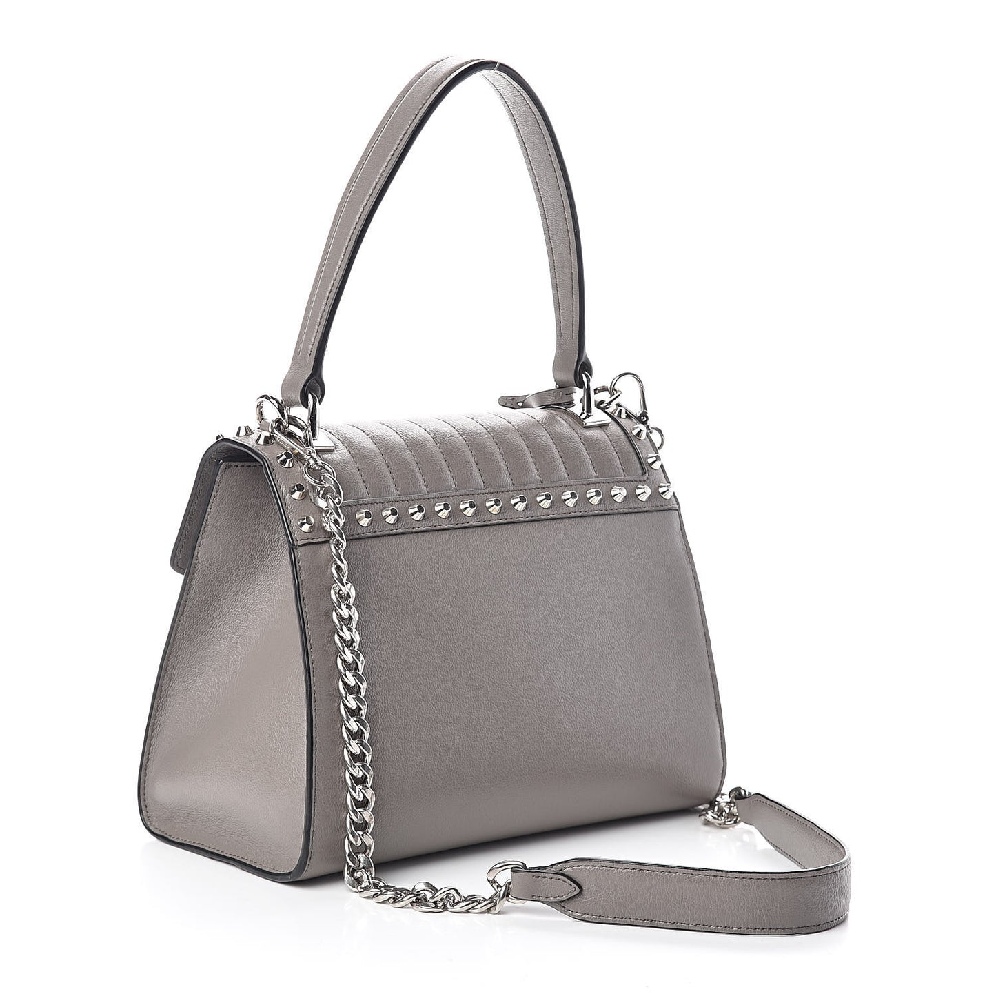 Glace Calfskin Studded Sound Shoulder Bag Argilla