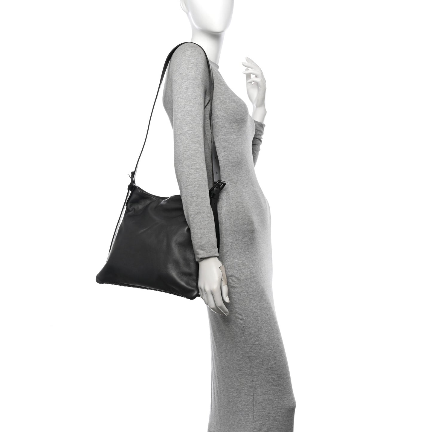 Nappa Intrecciato  Messenger Bag Grey Black