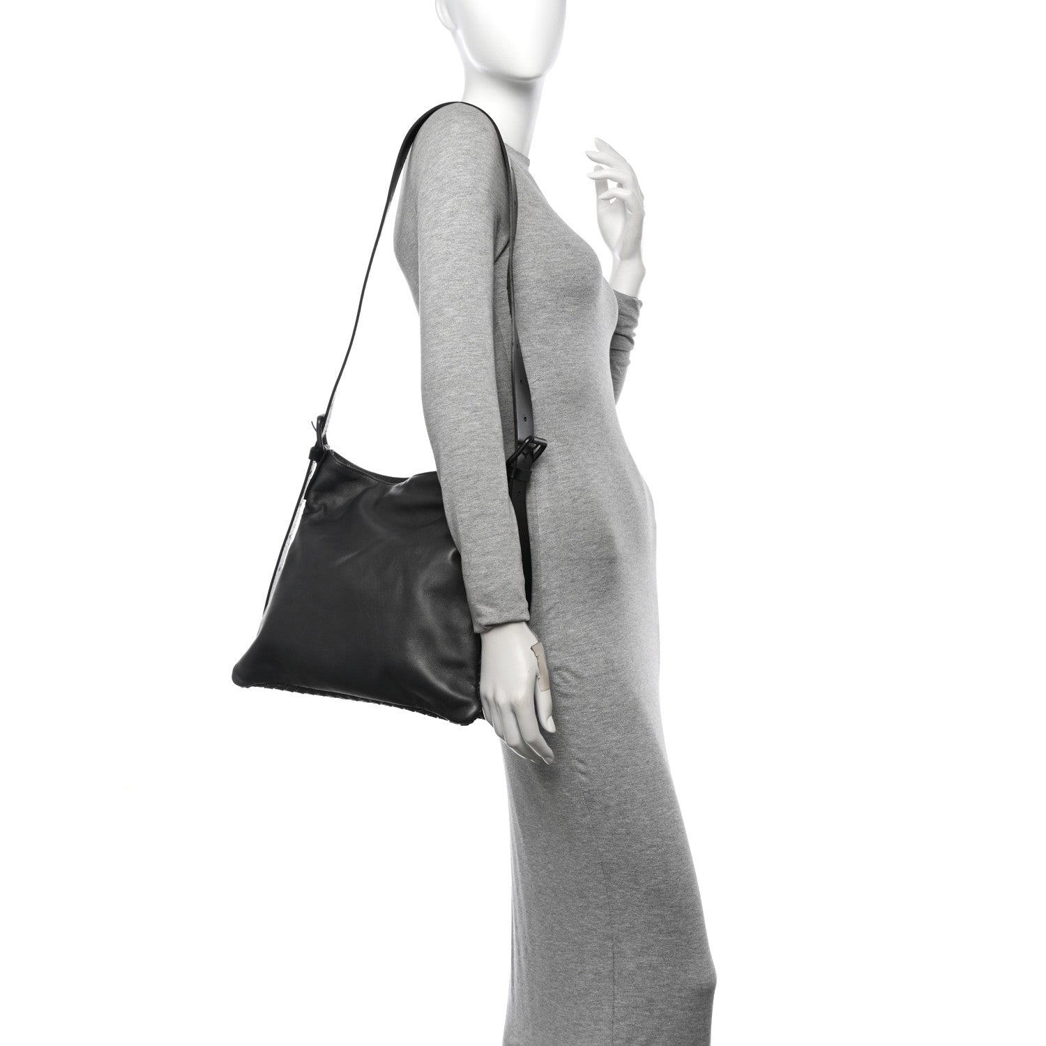 Bottega Veneta Nappa Intrecciato  Messenger Bag Grey Black 2 of 10