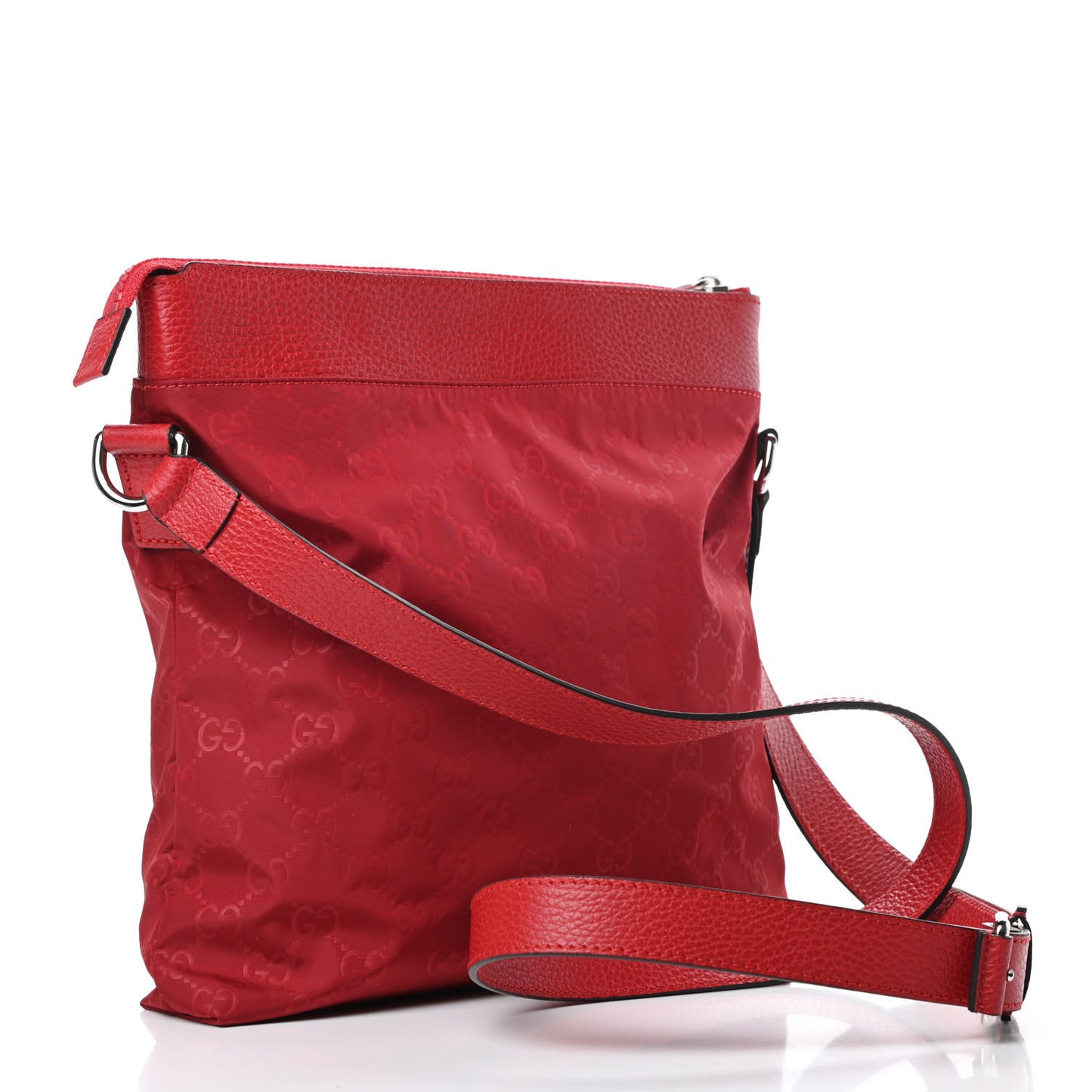 Nylon Monogram Dollar Calfskin Flat Messenger Bag Vibrant Red