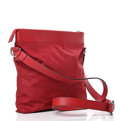 Gucci Nylon Monogram Dollar Calfskin Flat Messenger Bag Vibrant Red 3 of 10