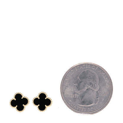 Van Cleef & Arpels 18K Yellow Gold Black Onyx Sweet Alhambra Earrings 2 of 6