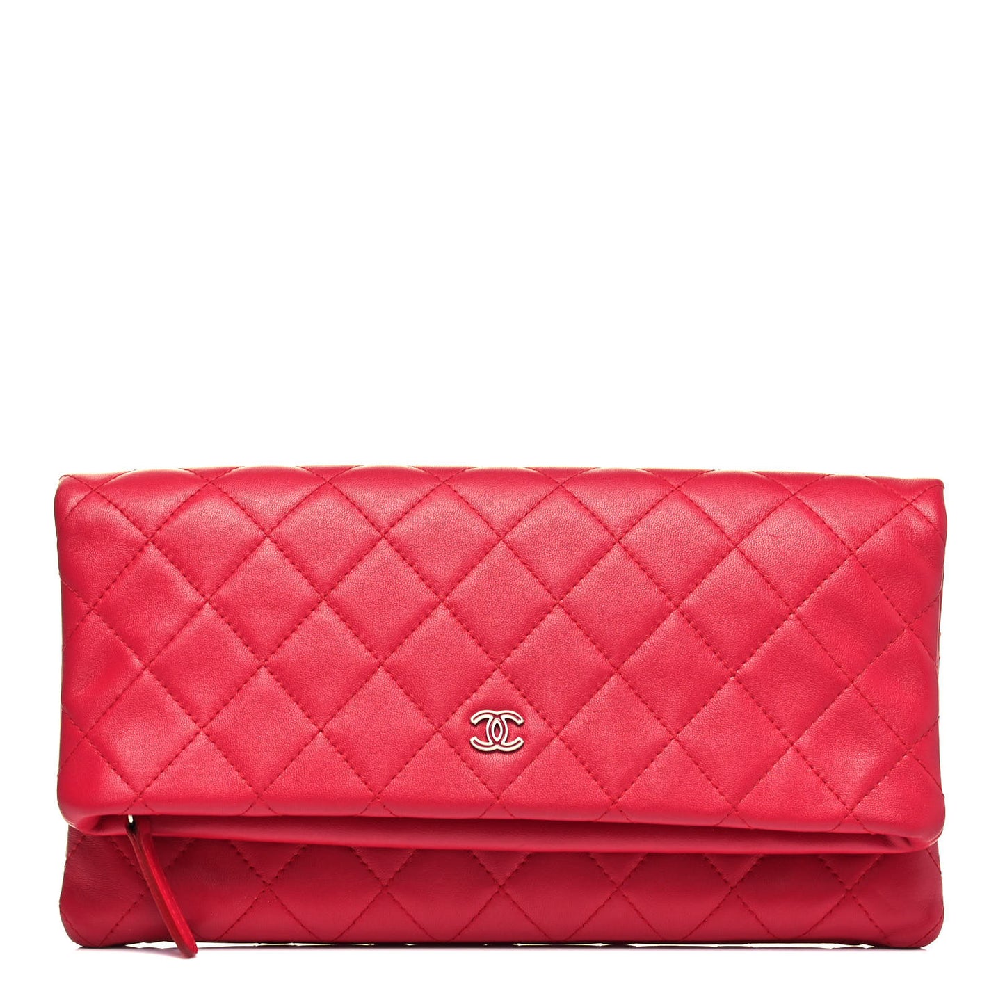 Lambskin Quilted CC Beauty Clutch Red