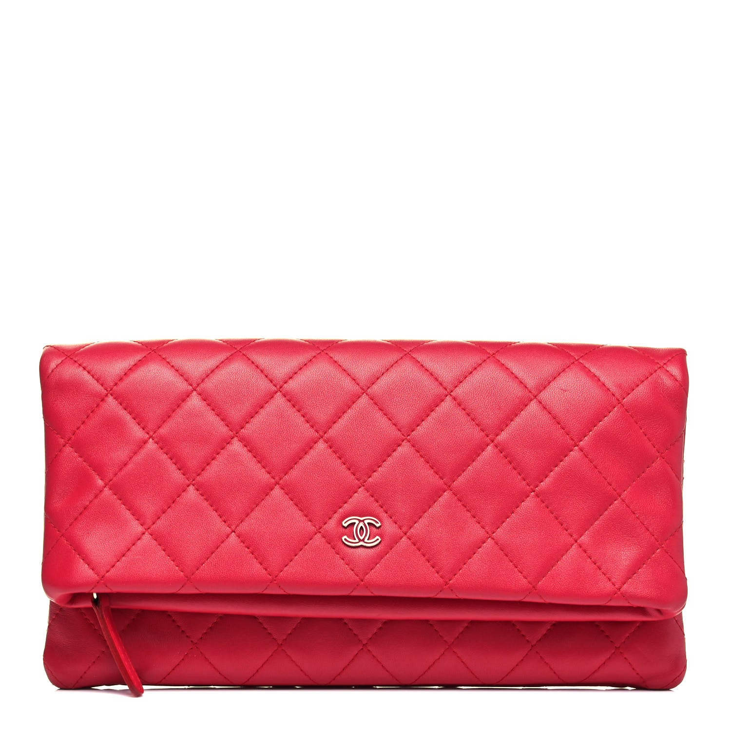Chanel Lambskin Quilted CC Beauty Clutch Red 1 of 7