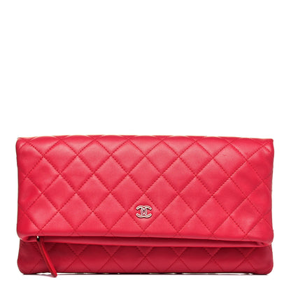Chanel Lambskin Quilted CC Beauty Clutch Red 1 of 7